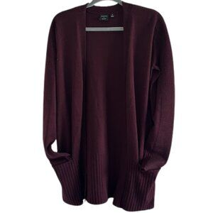 DEVOTION BY CYRUS OPEN FRONT CARDIGAN SWEATER BURGUNDY WOMEN'S SMALL